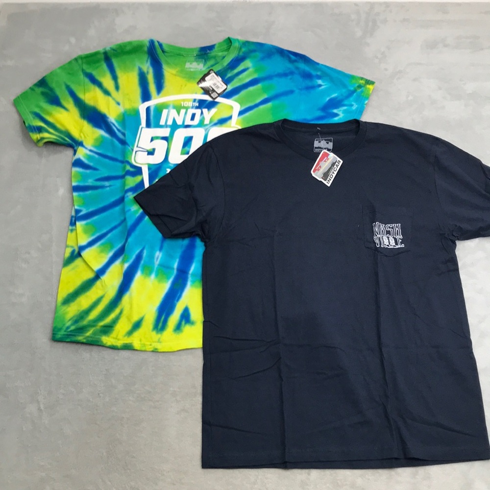 Indy Car Lot of 2 Men's Tee Shirts Indy 500 & Nashville Size L New